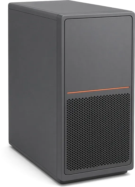 Compact system: quiet desktop or tower computer in the office (product view)
